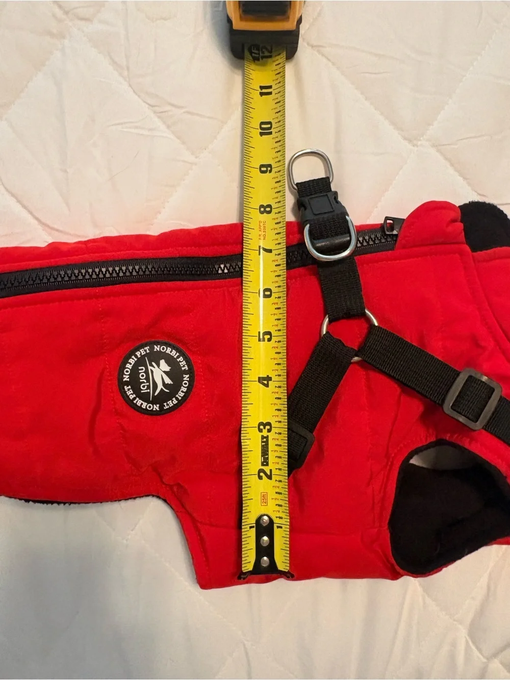 Red Insulated Dog Coat with Built-In Harness